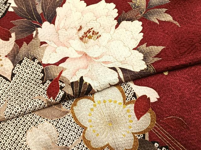 平和屋着物●豪華振袖　駒刺繍　草花文　金彩　正絹　逸品　AABH5076fy_4