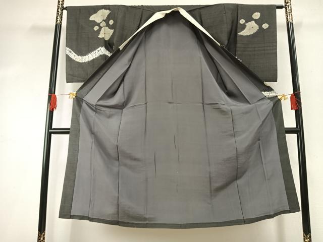 平和屋着物●男性　長襦袢　袷　紬地　絞り　舞花文　正絹　逸品　AABH5157fy_1