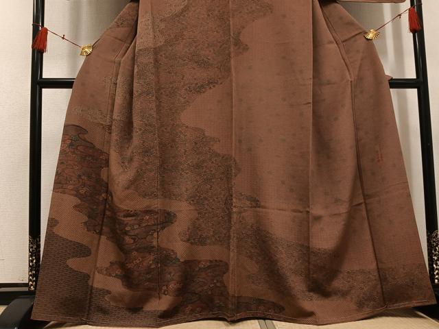 平和屋着物●人間国宝・南部芳松の息子 伝統工芸伝承者彫刻・南部幸雄 型染 訪問着 草花文 鬼しぼ縮緬 正絹 逸品 未使用 AABH5256ph_2