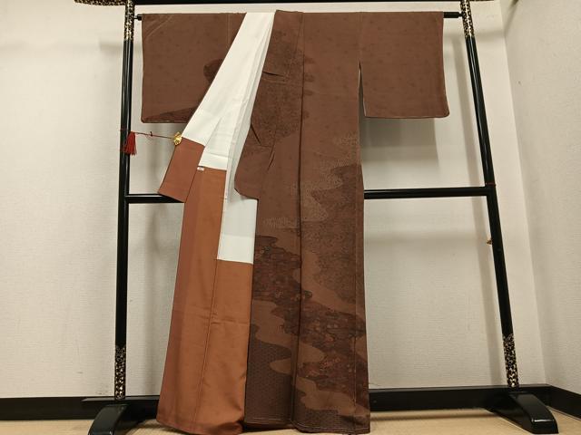 平和屋着物●人間国宝・南部芳松の息子 伝統工芸伝承者彫刻・南部幸雄 型染 訪問着 草花文 鬼しぼ縮緬 正絹 逸品 未使用 AABH5256ph_1