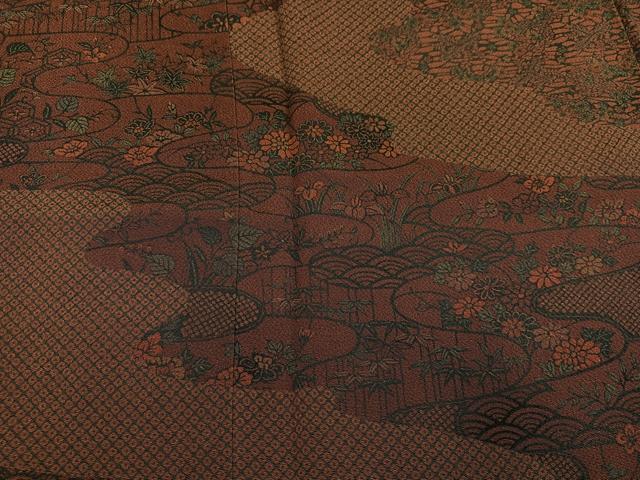 平和屋着物●人間国宝・南部芳松の息子 伝統工芸伝承者彫刻・南部幸雄 型染 訪問着 草花文 鬼しぼ縮緬 正絹 逸品 未使用 AABH5256ph_3