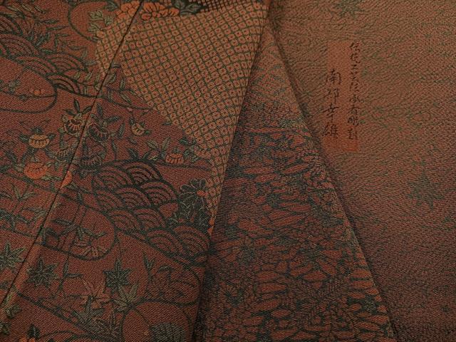 平和屋着物●人間国宝・南部芳松の息子 伝統工芸伝承者彫刻・南部幸雄 型染 訪問着 草花文 鬼しぼ縮緬 正絹 逸品 未使用 AABH5256ph_8