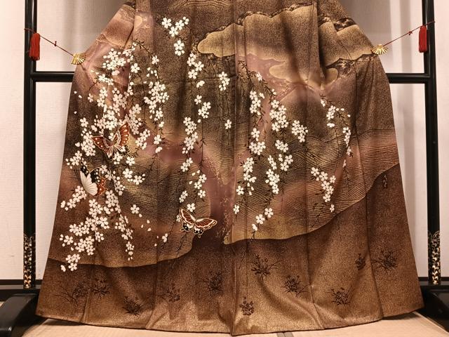 平和屋着物○森英恵・HANAE MORI 訪問着 花蝶文 金彩 正絹 逸品 