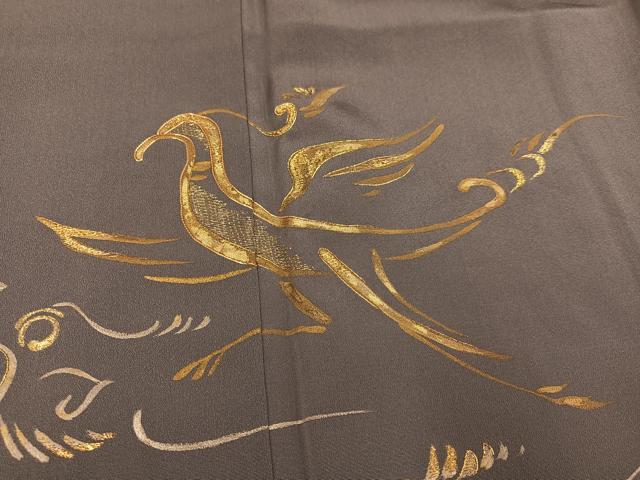 平和屋着物●訪問着　手描き　駒刺繍　飛鳥草花文　金彩　正絹　逸品　未使用　AABH5293ph_3