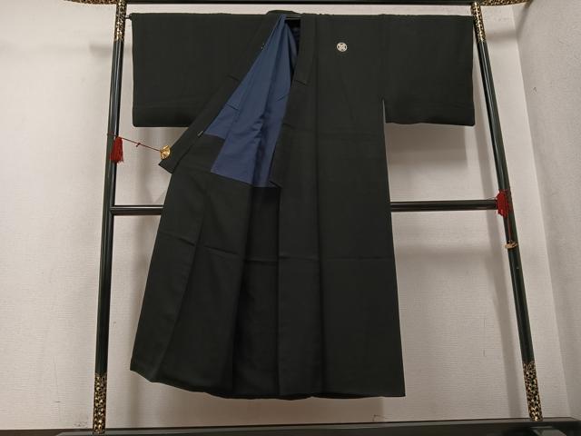 平和屋着物●男性　黒紋付　正絹　逸品　AABH5297ph_1