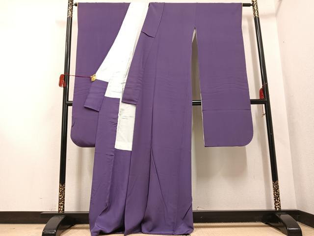 平和屋着物●豪華振袖　色無地　深紫色　正絹　逸品　AABH5364ph_1