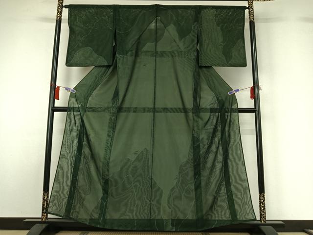平和屋着物▽訪問着　無双　紗袷　紗×紗　風景松文　金彩　正絹　逸品　AABH5565jh