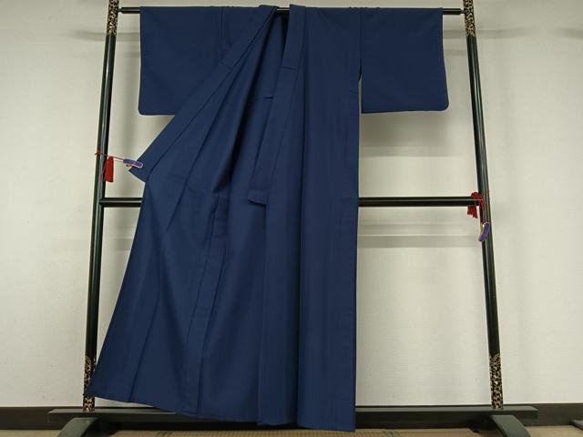 平和屋着物▽上質な色無地　単衣　留紺色　正絹　逸品　AABH5627jh_2