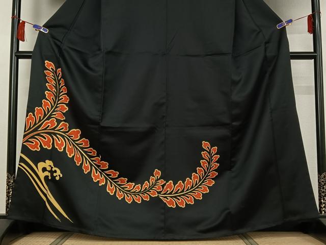 平和屋着物▽訪問着　単衣　立波花文　黒地　AABH5678jh_2