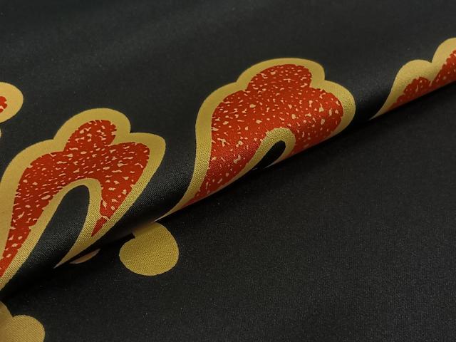 平和屋着物▽訪問着　単衣　立波花文　黒地　AABH5678jh_4