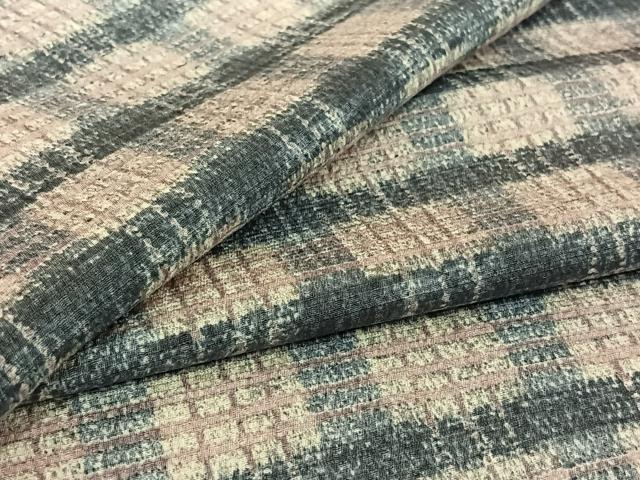 平和屋着物▽上質な小紋　単衣　格子　正絹　逸品　AABH5684jh