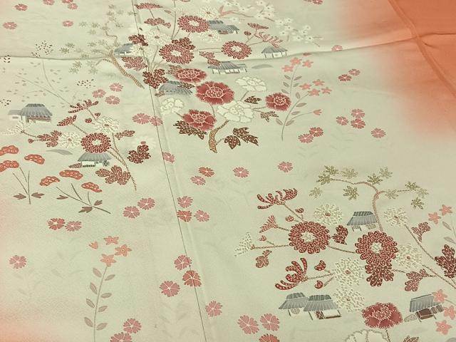 平和屋着物▽中国三大刺繍　相良刺繍　訪問着　単衣　手描き　風景花文　正絹　逸品　AABH5685jh_3