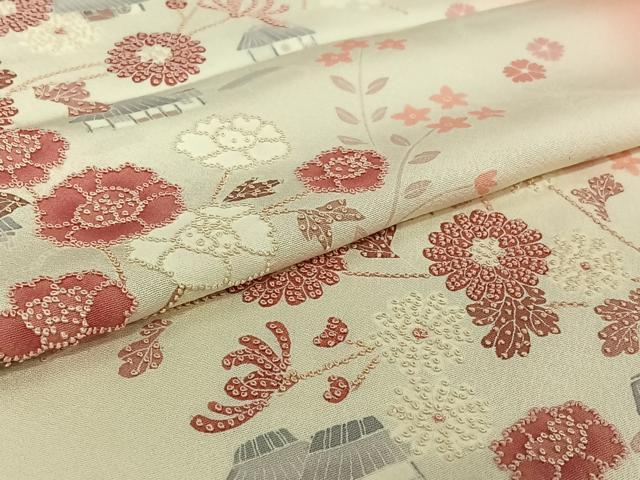 平和屋着物▽中国三大刺繍　相良刺繍　訪問着　単衣　手描き　風景花文　正絹　逸品　AABH5685jh_4