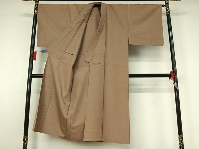 平和屋着物▽男性　紬　単衣　空五倍子色　正絹　逸品　AABH5689jh_2
