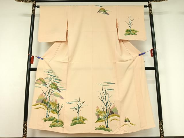 平和屋着物▽訪問着　単衣　風景文　正絹　逸品　AABH5720jh