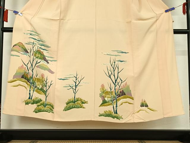 平和屋着物▽訪問着　単衣　風景文　正絹　逸品　AABH5720jh_2