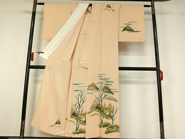 平和屋着物▽訪問着　単衣　風景文　正絹　逸品　AABH5720jh_1