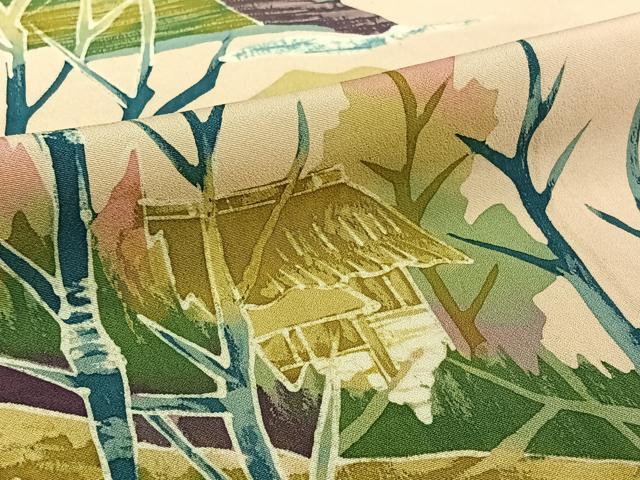 平和屋着物▽訪問着　単衣　風景文　正絹　逸品　AABH5720jh_5