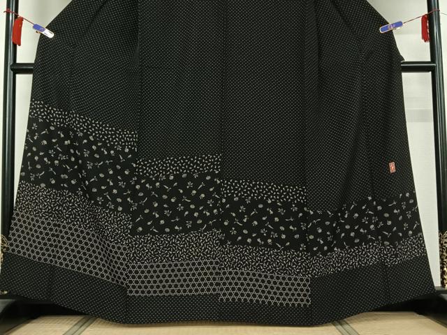 平和屋着物▽訪問着　単衣　作家物　成り物　黒地　正絹　逸品　AABH5732jh_2