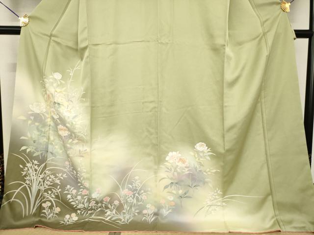平和屋着物●訪問着　友禅　草花文　暈し染め　金彩　ロング丈　正絹　逸品　AABH5772ck_2