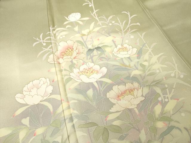平和屋着物●訪問着　友禅　草花文　暈し染め　金彩　ロング丈　正絹　逸品　AABH5772ck_3