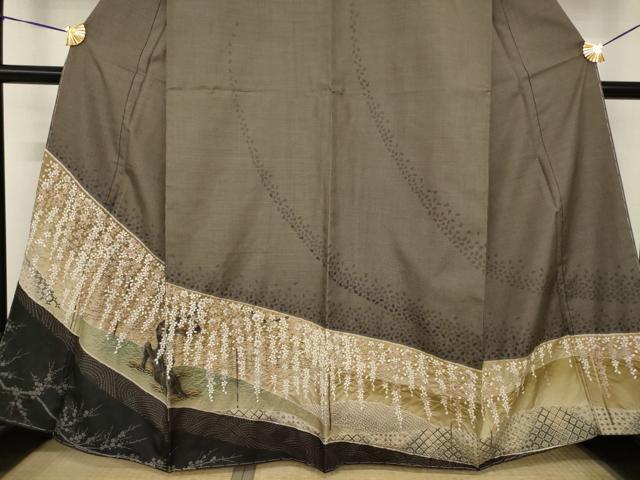 平和屋着物●本場大島紬　訪問着　絞り　枝垂れ桜　金彩　正絹　逸品　未使用　AABH5785ck_2