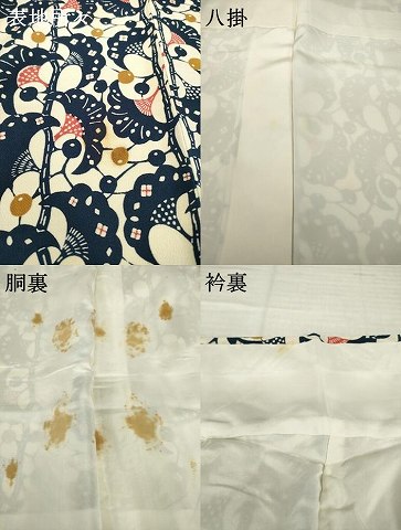 平和屋着物●浦野理一　型染め　小紋　枝花文　鬼しぼ縮緬　正絹　逸品　AABH5791ck_6