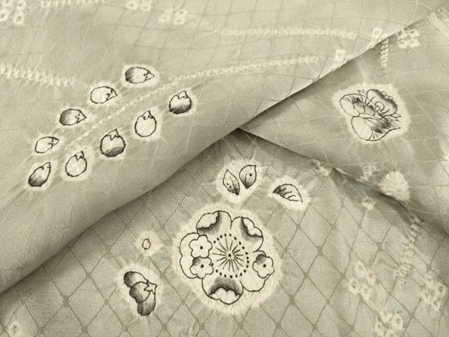 平和屋着物●上質な小紋　辻が花　絞り　舞花文　正絹　逸品　AABH5824ck