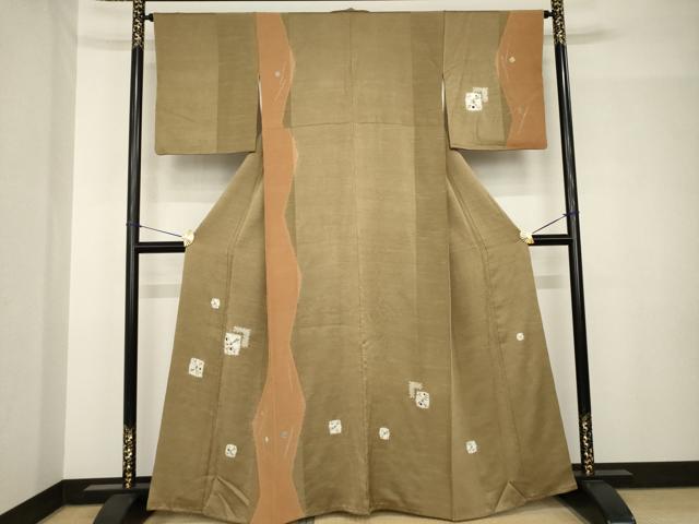平和屋着物●訪問着　絞り　刺繍　色紙重ね文　金糸　正絹　逸品　AABH5849ck