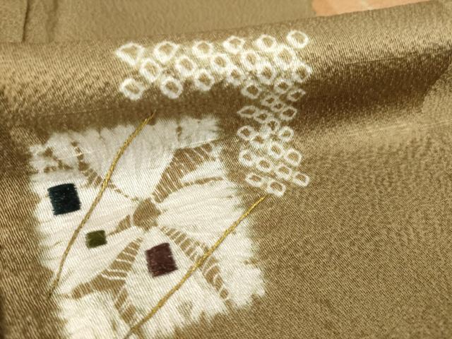 平和屋着物●訪問着　絞り　刺繍　色紙重ね文　金糸　正絹　逸品　AABH5849ck_5