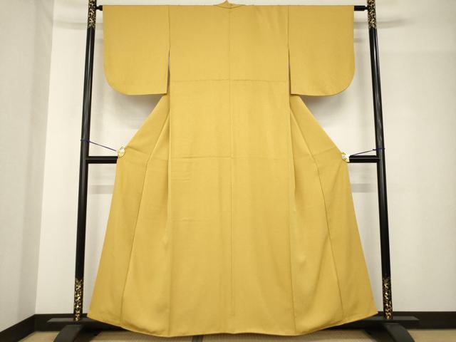 平和屋着物●上質な色無地　山吹茶色　正絹　逸品　AABH5886ck_1