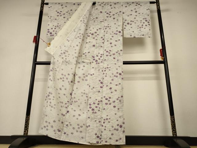 平和屋着物＊夏物　小紋　絽　立波楓文　洗える着物　AABH6433jd_2