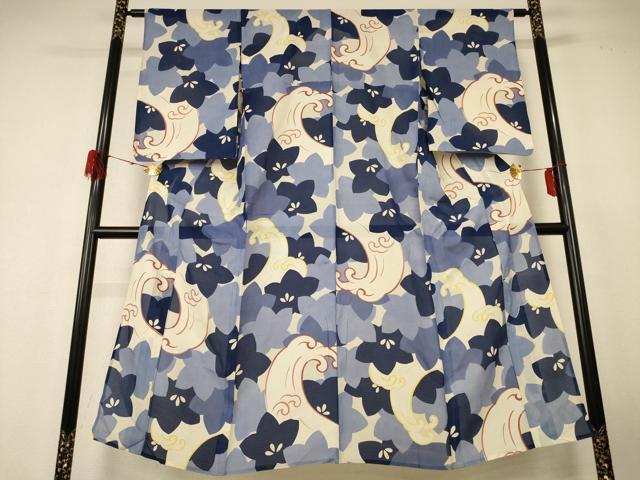 平和屋着物＊夏物　アンティーク　大正ロマン　小紋　絽　立波花文　正絹　逸品　AABH6438jd