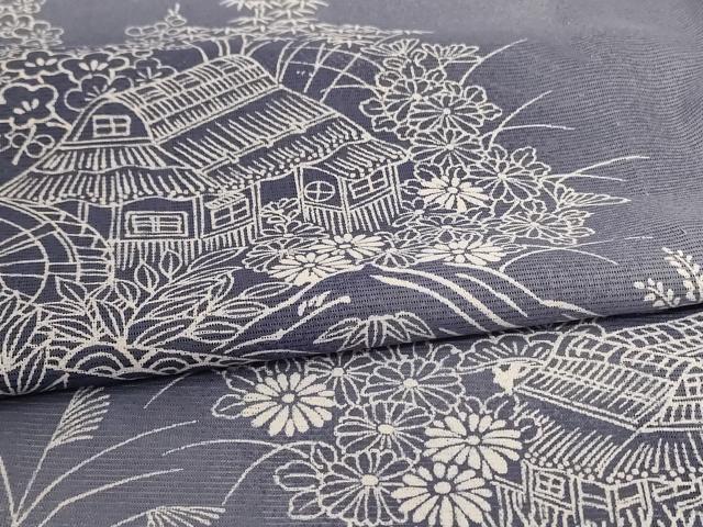 平和屋着物＊夏物　訪問着　絽　風景草花文　暈し染め　洗える着物　AABH6539jd_4
