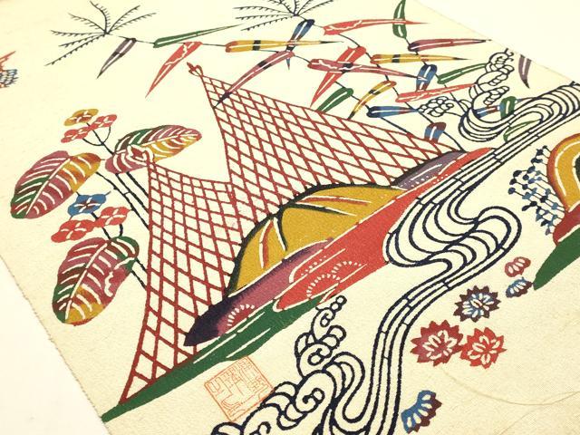 平和屋本店●極上　浦野理一　紅型　手描草木染　額一面　逸品　AABH6564ay_2