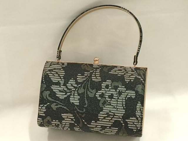 平和屋着物●和装小物　和装バッグ　ハンドバッグ　花柄　更紗　金糸　逸品　AABH6614ay_1