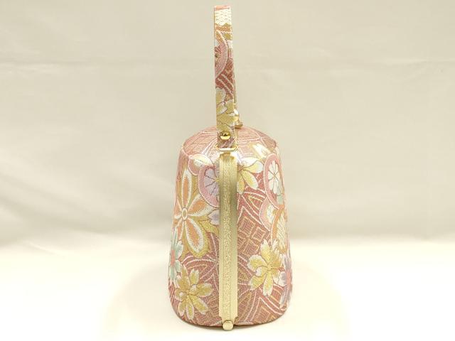 平和屋着物●和装小物　和装バッグ　ハンドバッグ　佐賀錦　花柄　金銀糸　逸品　AABH6616ay_4
