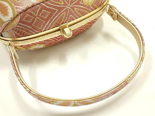 平和屋着物●和装小物　和装バッグ　ハンドバッグ　佐賀錦　花柄　金銀糸　逸品　AABH6616ay_2