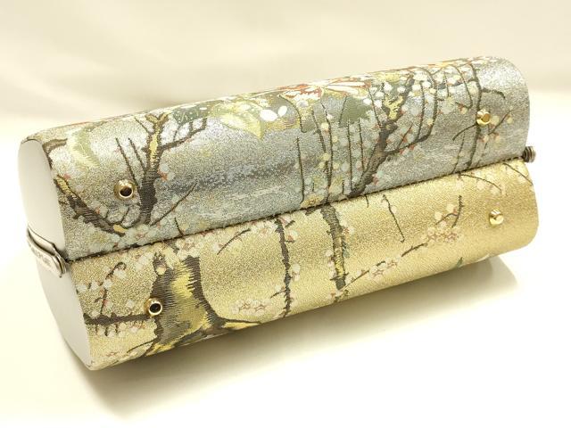 平和屋着物●和装小物　和装バッグ　ハンドバッグ　枝花に休み鳥　鴛鴦　鶯　金糸　逸品　AABH6621ay_4