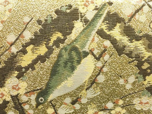 平和屋着物●和装小物　和装バッグ　ハンドバッグ　枝花に休み鳥　鴛鴦　鶯　金糸　逸品　AABH6621ay_2