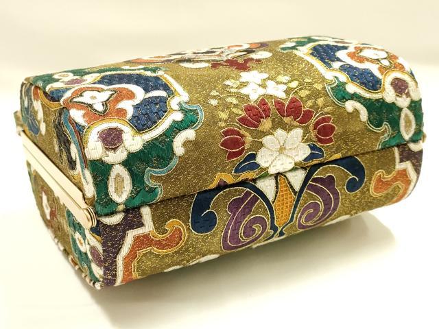 平和屋着物●和装小物　和装バッグ　ハンドバッグ　刺繍　帯地使用　金糸　逸品　AABH6625ay_4