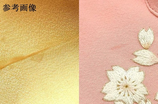 平和屋着物●和装小物　和装バッグ　ハンドバッグ　利休バッグ　総刺繍　桜と福良雀　金糸　逸品　AABH6626ay_7