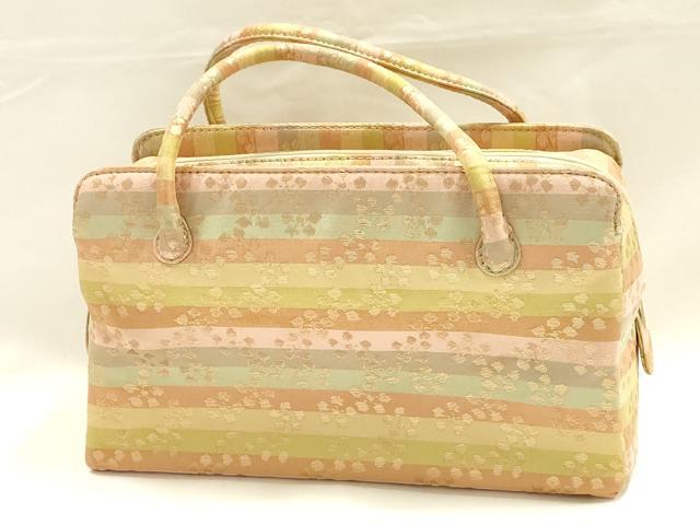 平和屋着物●和装小物　和装バッグ　ハンドバッグ　利休バッグ　梅鉢　金糸　逸品　AABH6627ay_1