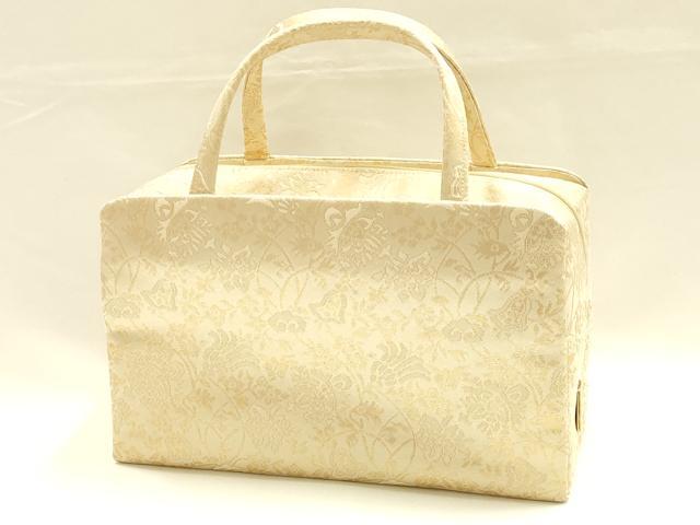 平和屋着物●和装小物　和装バッグ　ハンドバッグ　利休バッグ　更紗花文　金糸　逸品　未使用　AABH6628ay_1