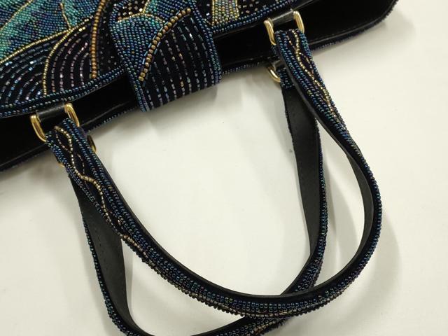 平和屋着物●和装小物　和装バッグ　ハンドバッグ　ビーズバッグ　幾何学模様　逸品　AABH6649ay_3