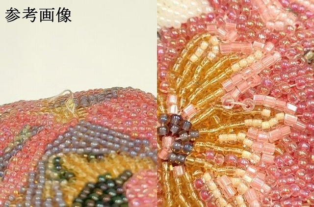 平和屋着物●和装小物　和装バッグ　ハンドバッグ　ビーズバッグ　花柄　逸品　AABH6652ay_7