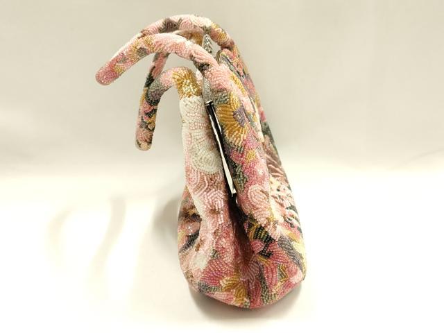平和屋着物●和装小物　和装バッグ　ハンドバッグ　ビーズバッグ　花柄　逸品　AABH6652ay_5