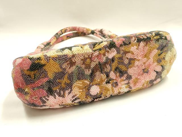 平和屋着物●和装小物　和装バッグ　ハンドバッグ　ビーズバッグ　花柄　逸品　AABH6652ay_4