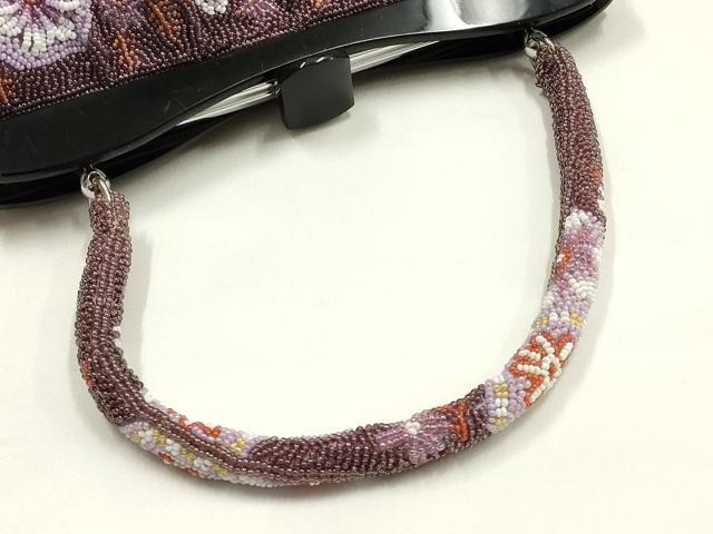 平和屋着物●和装小物　和装バッグ　ハンドバッグ　ビーズバッグ　花亀甲　逸品　AABH6654ay_3
