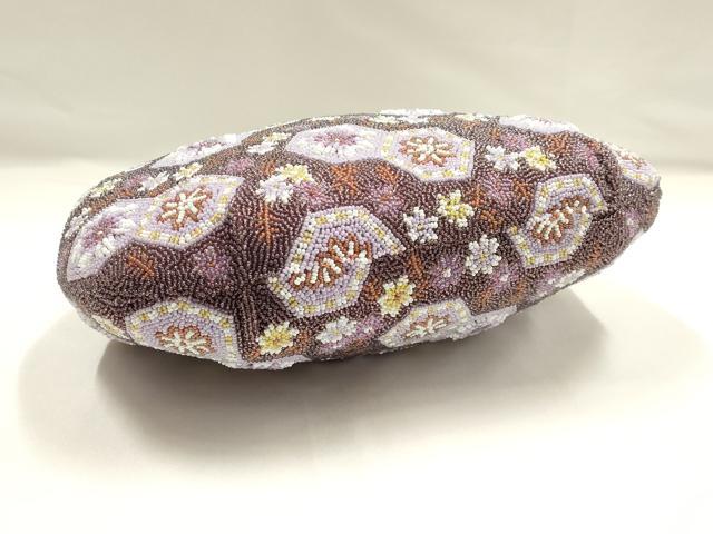 平和屋着物●和装小物　和装バッグ　ハンドバッグ　ビーズバッグ　花亀甲　逸品　AABH6654ay_4
